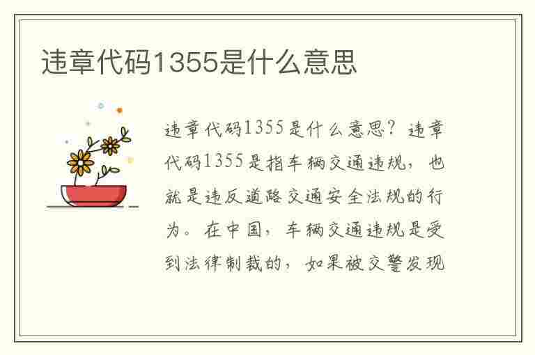 违章代码1355是什么意思(违章代码1355是什么意思呀)