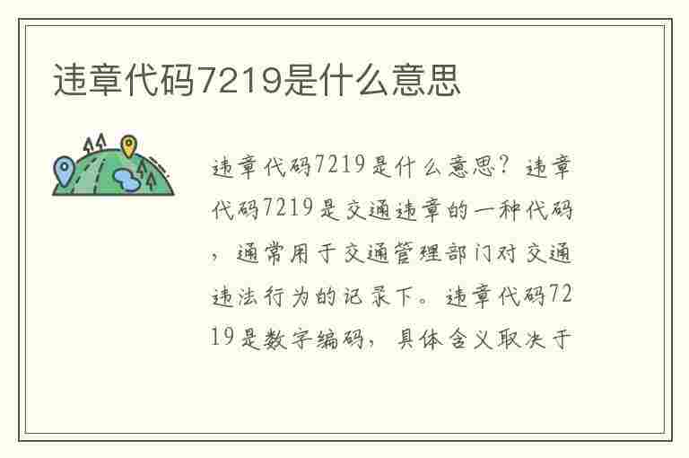 违章代码7219是什么意思(违章代码7219是什么意思啊)