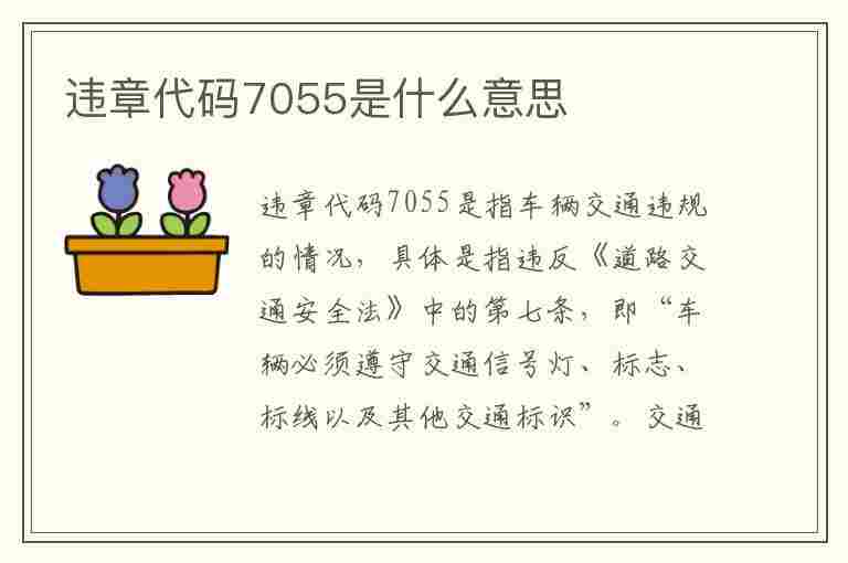 违章代码7055是什么意思(违章代码7055是什么意思啊)