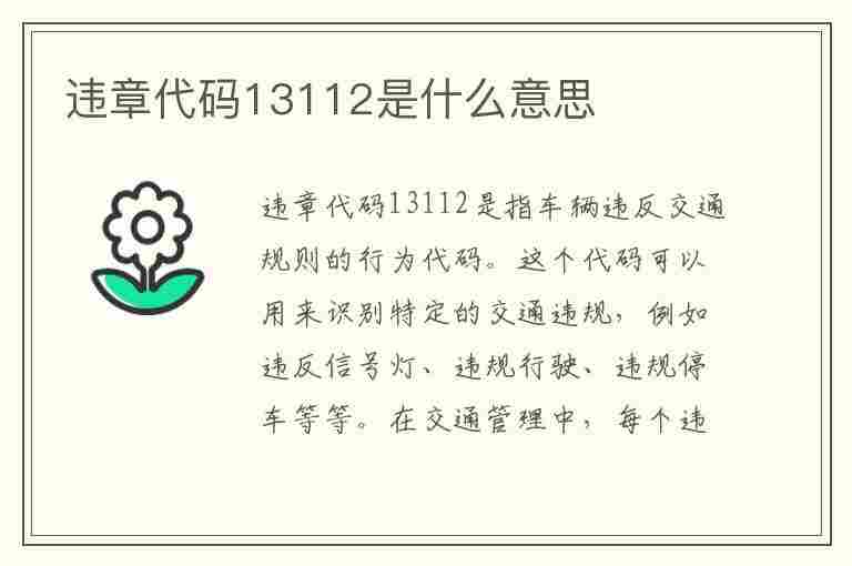 违章代码13112是什么意思