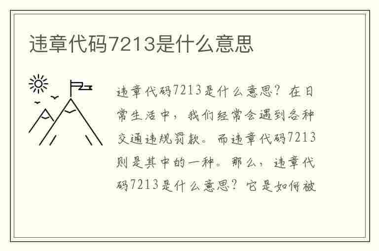 违章代码7213是什么意思