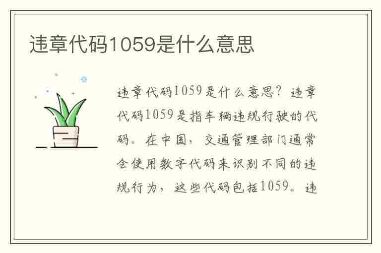 违章代码1059是什么意思(违章代码1059是什么意思啊)