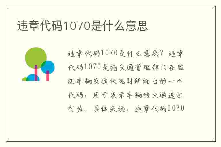 违章代码1070是什么意思(违章代码1070是什么意思啊)