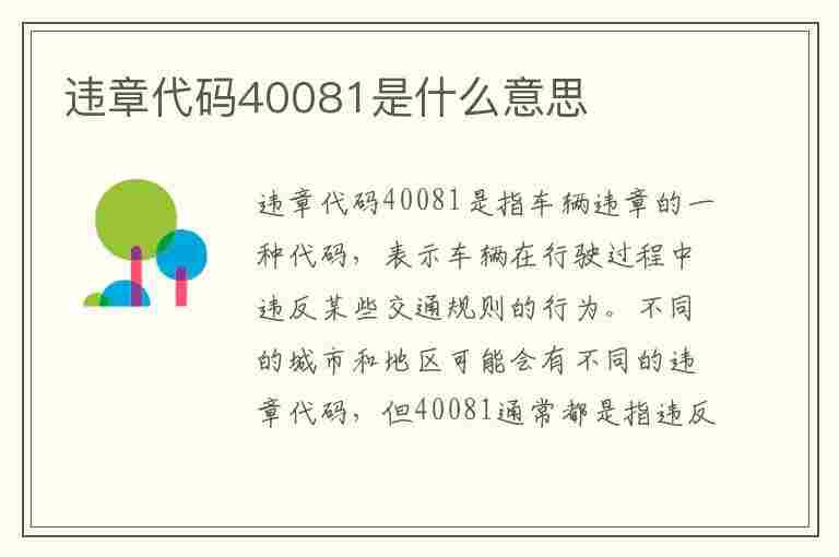 违章代码40081是什么意思(违章代码40081是什么意思啊)