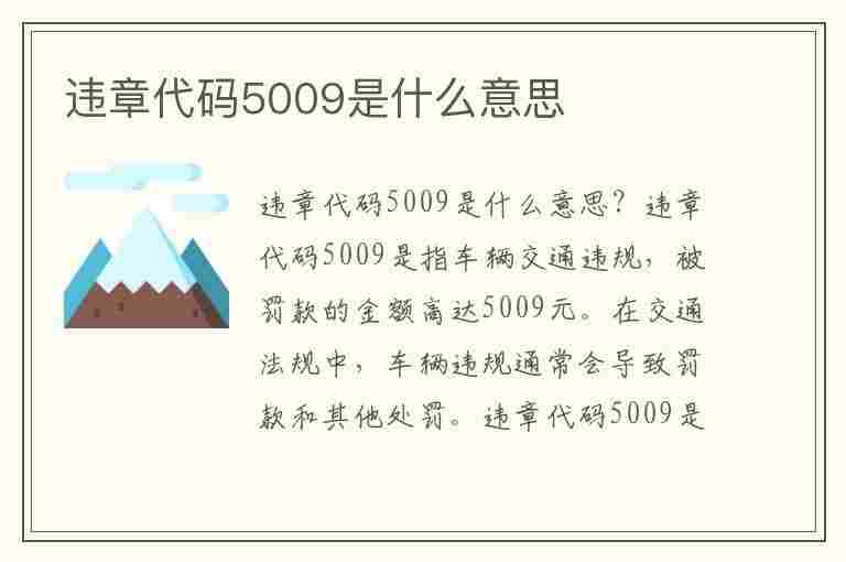 违章代码5009是什么意思