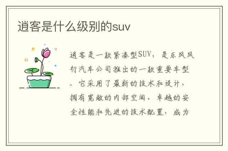 逍客是什么级别的suv(逍客是什么级别的车)