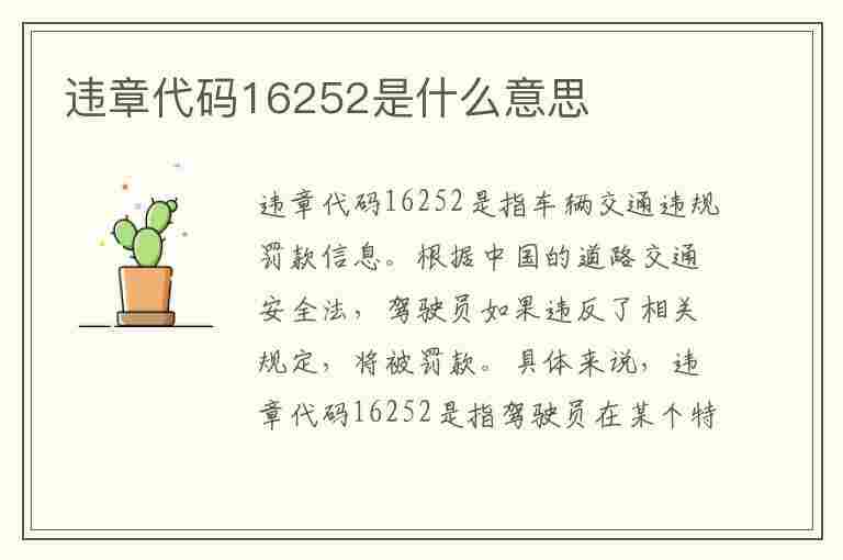 违章代码16252是什么意思(违章代码16252是什么意思啊)