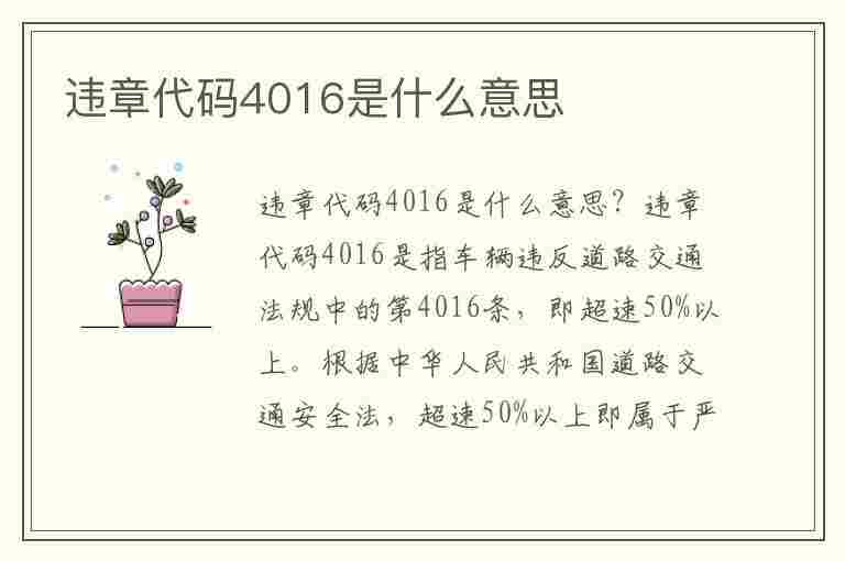 违章代码4016是什么意思(违章代码4016是什么意思啊)