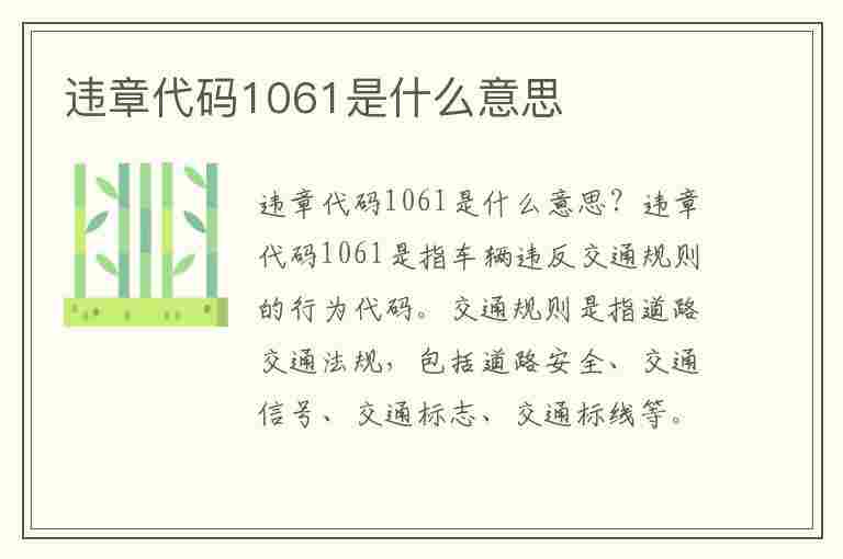 违章代码1061是什么意思(违章代码1061是什么意思啊)