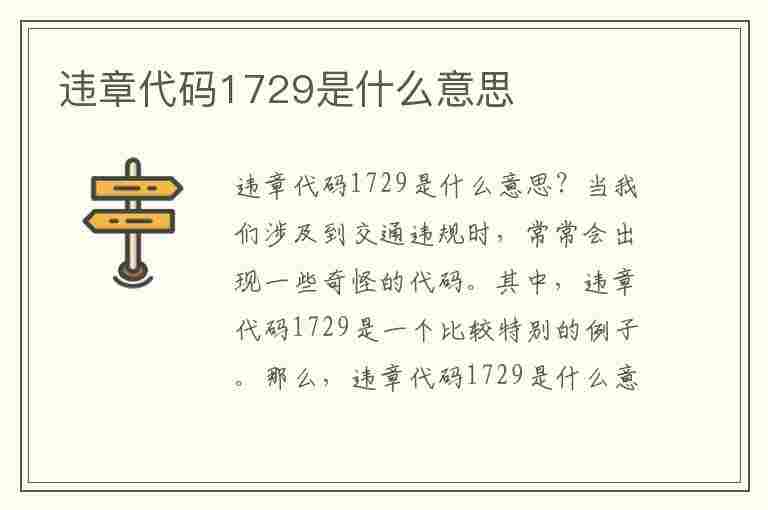 违章代码1729是什么意思(违章代码1729是什么意思啊)