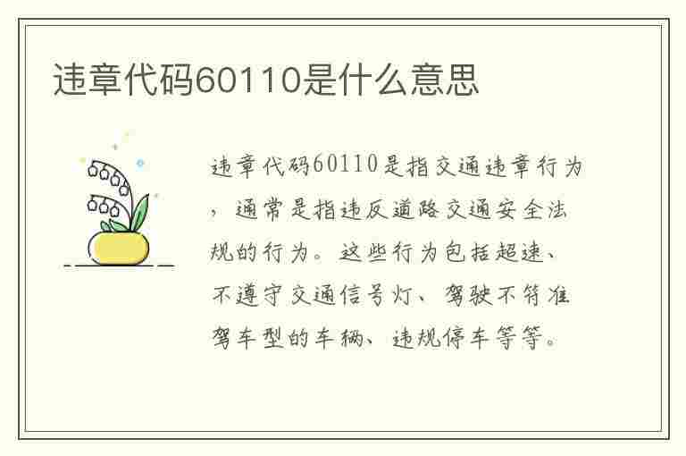 违章代码60110是什么意思(违章代码60110是什么意思啊)