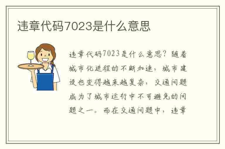 违章代码7023是什么意思