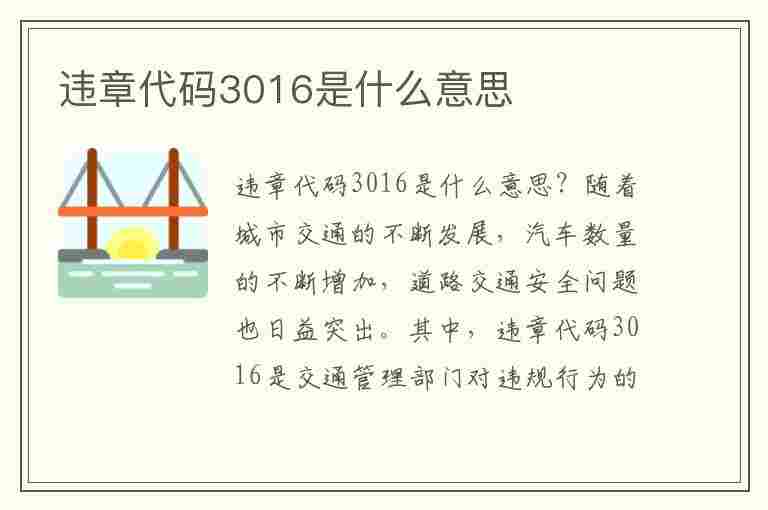 违章代码3016是什么意思(违章代码3016是什么意思啊)