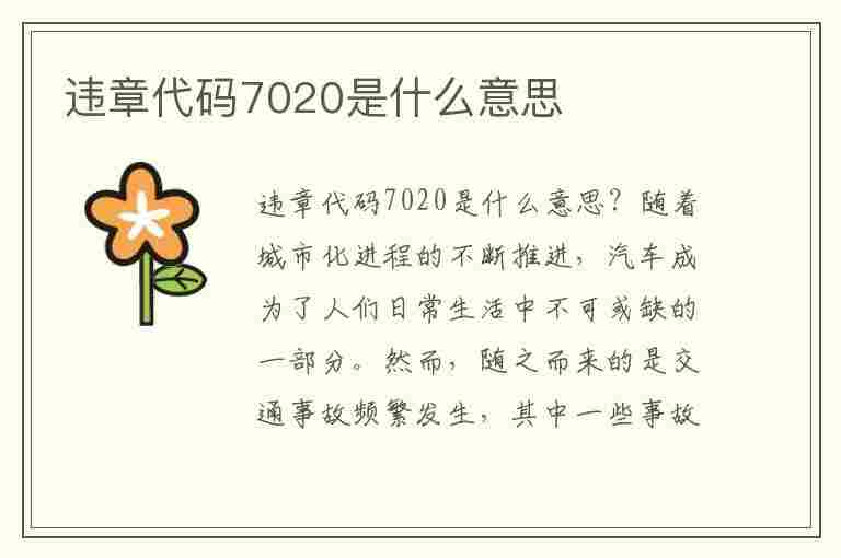 违章代码7020是什么意思(违章代码7020是什么意思啊)