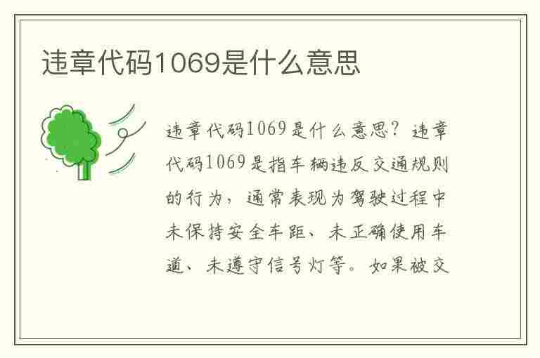 违章代码1069是什么意思(违章代码1069是什么意思啊)