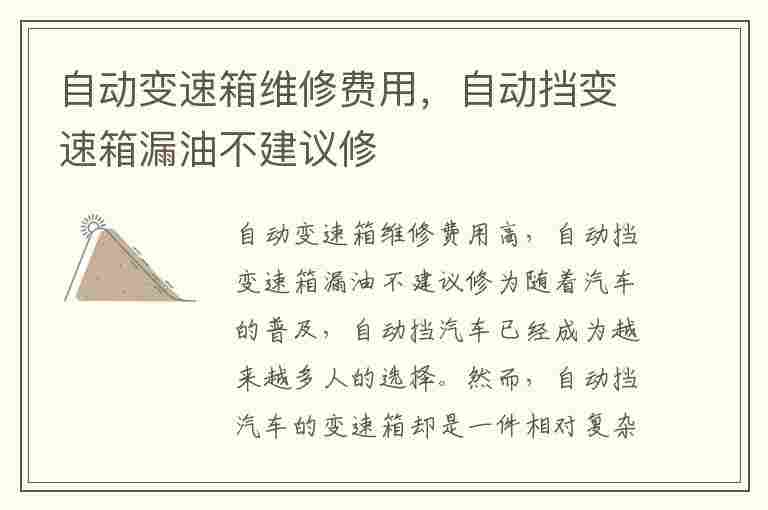 自动变速箱维修费用，自动挡变速箱漏油不建议修