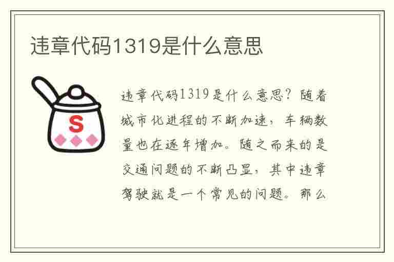 违章代码1319是什么意思(违章代码1319是什么意思啊)