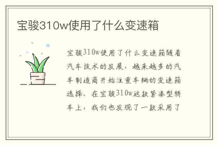 宝骏310w使用了什么变速箱(宝骏310w使用了什么变速箱油)