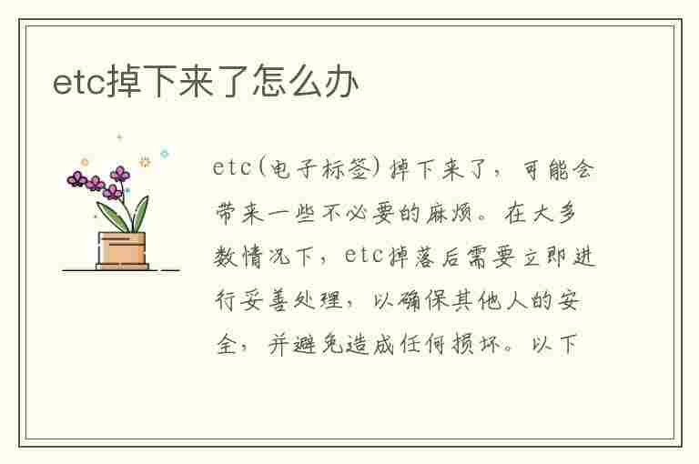 etc掉下来了怎么办(etc掉下来了怎么办就不能用了?)