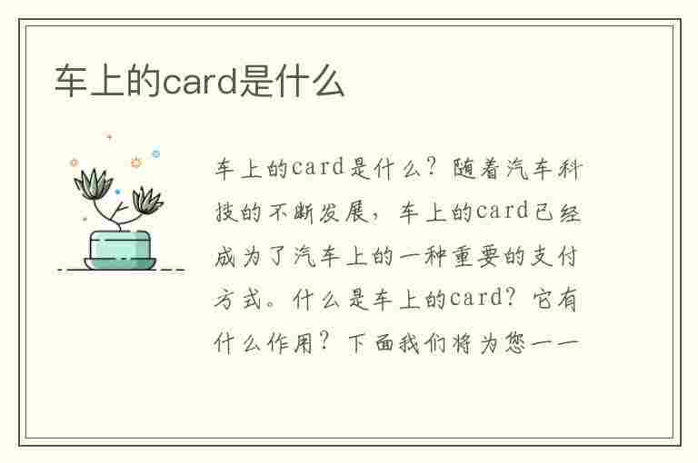 车上的card是什么(车上的card是什么意思翻译)