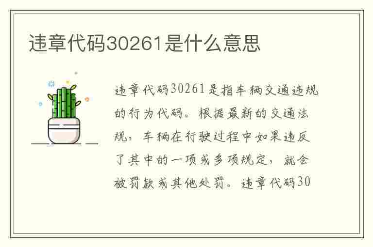 违章代码30261是什么意思(违章代码30261是什么意思啊)