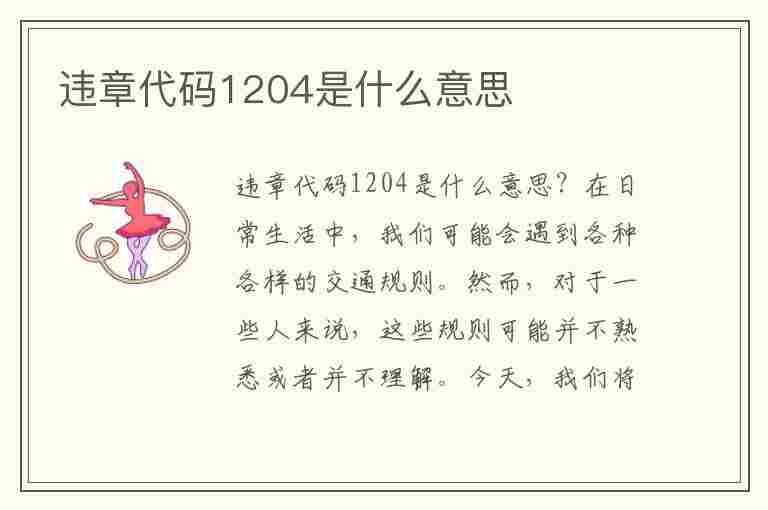 违章代码1204是什么意思(违章代码1204是什么意思啊)