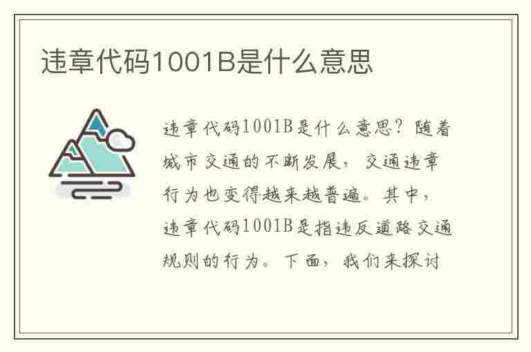 违章代码1001B是什么意思(违章代码1001b是什么意思啊)