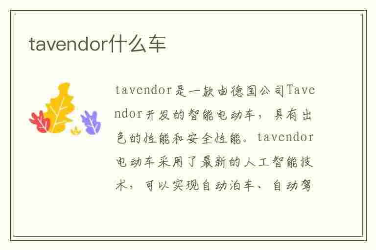 tavendor什么车(大众tavendor什么车)