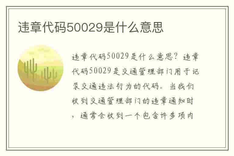 违章代码50029是什么意思(违章代码50029是什么意思啊)