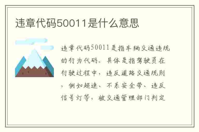 违章代码50011是什么意思(违章代码50011是什么意思啊)