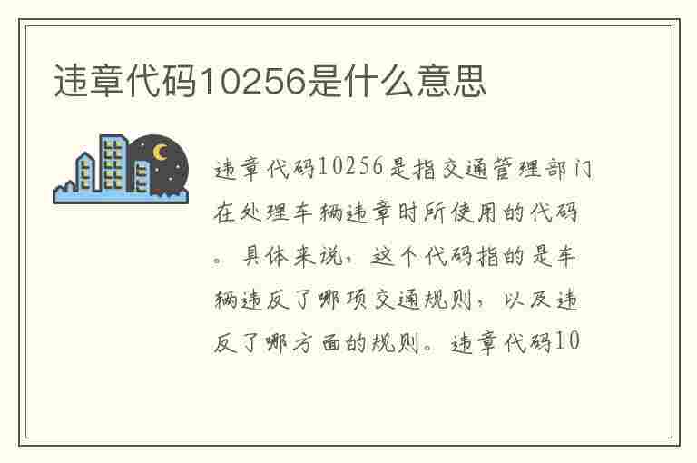 违章代码10256是什么意思(违章代码10256是什么意思啊)