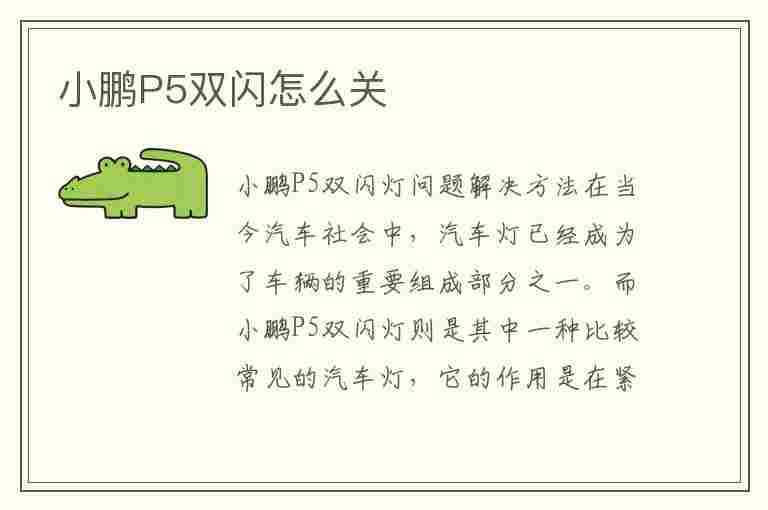 小鹏P5双闪怎么关