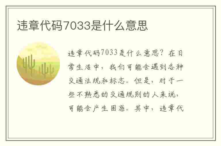 违章代码7033是什么意思