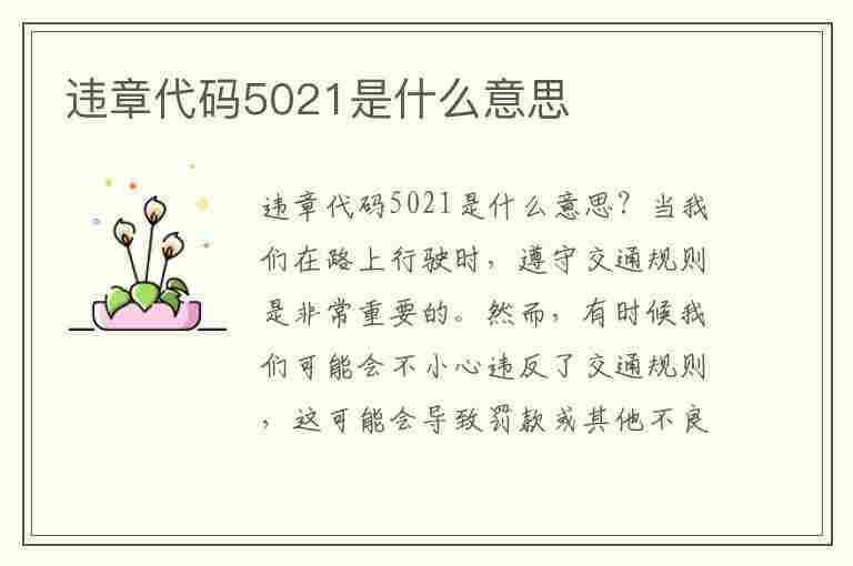 违章代码5021是什么意思(违章代码5021是什么意思啊)