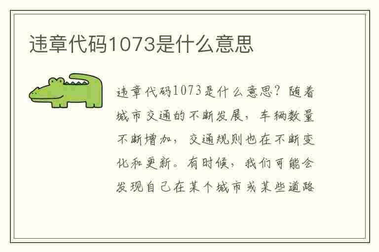 违章代码1073是什么意思