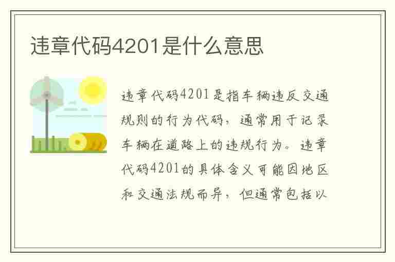 违章代码4201是什么意思(违章代码4201是什么意思啊)