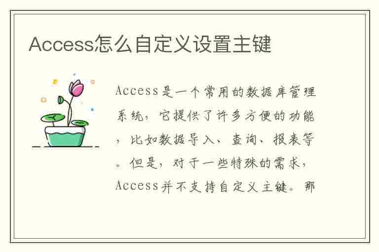 Access怎么自定义设置主键