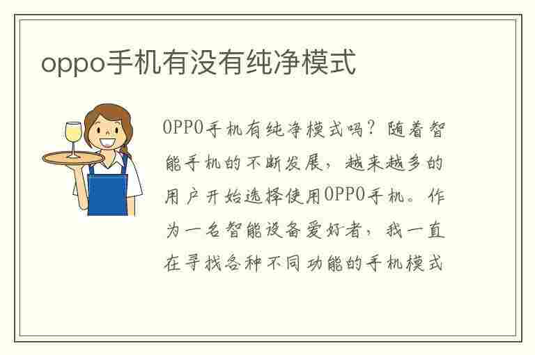 oppo手机有没有纯净模式