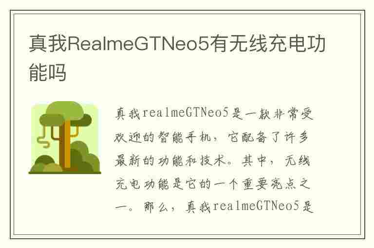 真我RealmeGTNeo5有无线充电功能吗