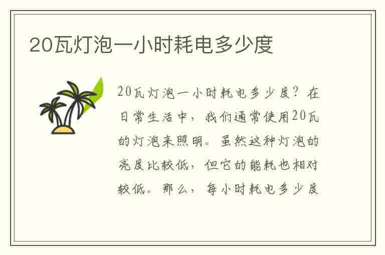 20瓦灯泡一小时耗电多少度(20瓦灯泡一小时耗电多少度电)