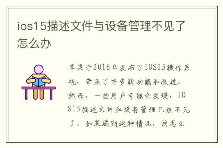 ios15描述文件与设备管理不见了怎么办