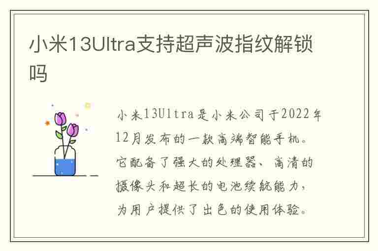 小米13Ultra支持超声波指纹解锁吗