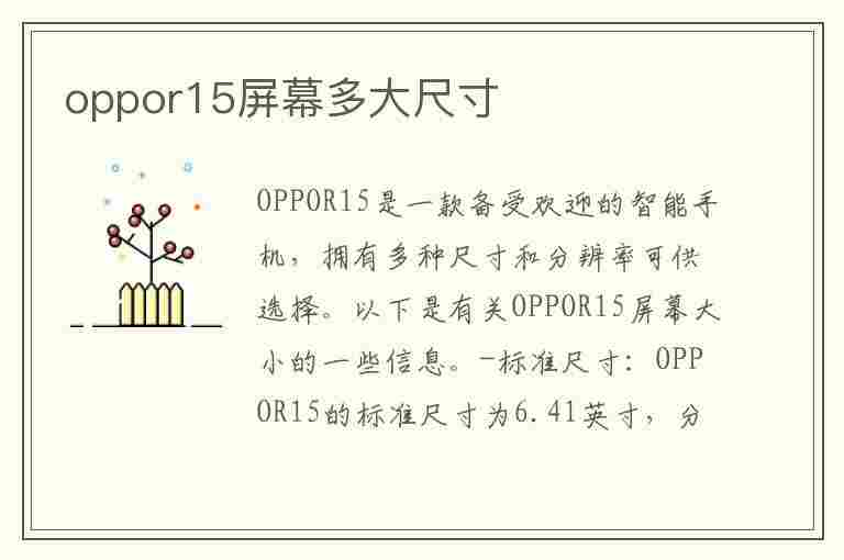 oppor15屏幕多大尺寸(oppor15屏幕多大尺寸高和宽)