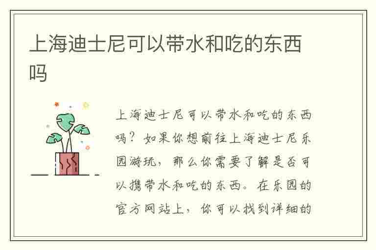 上海迪士尼可以带水和吃的东西吗