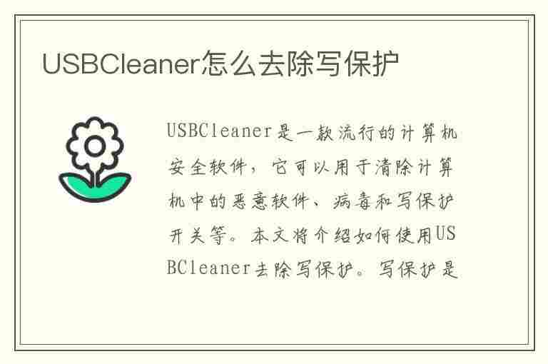 USBCleaner怎么去除写保护