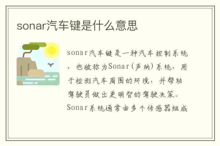 sonar汽车键是什么意思