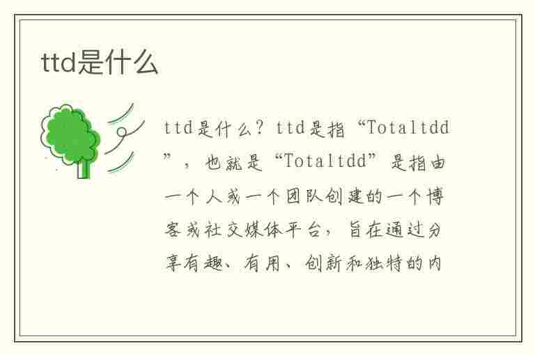 ttd是什么(TTD是什么缩写)