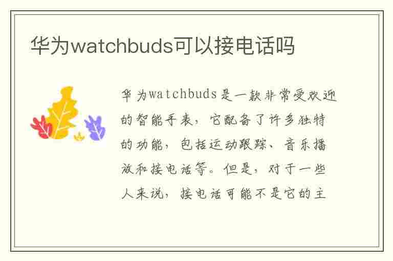 华为watchbuds可以接电话吗