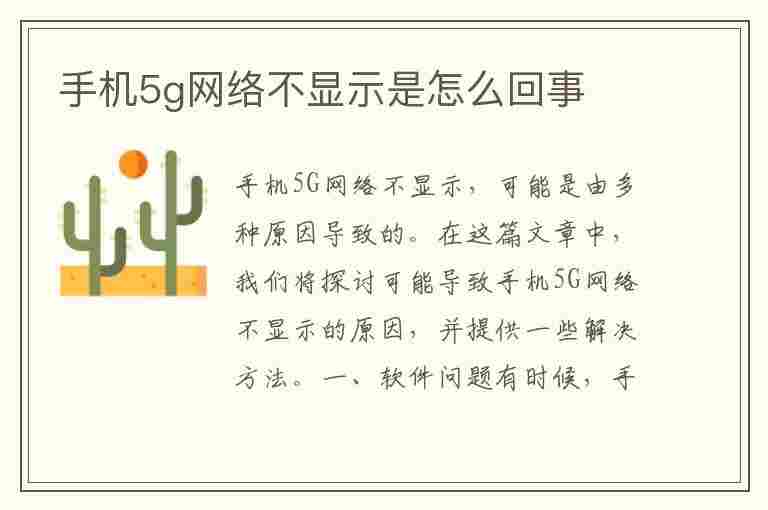 手机5g网络不显示是怎么回事