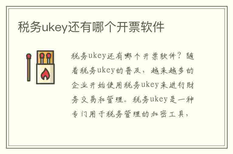 税务ukey还有哪个开票软件